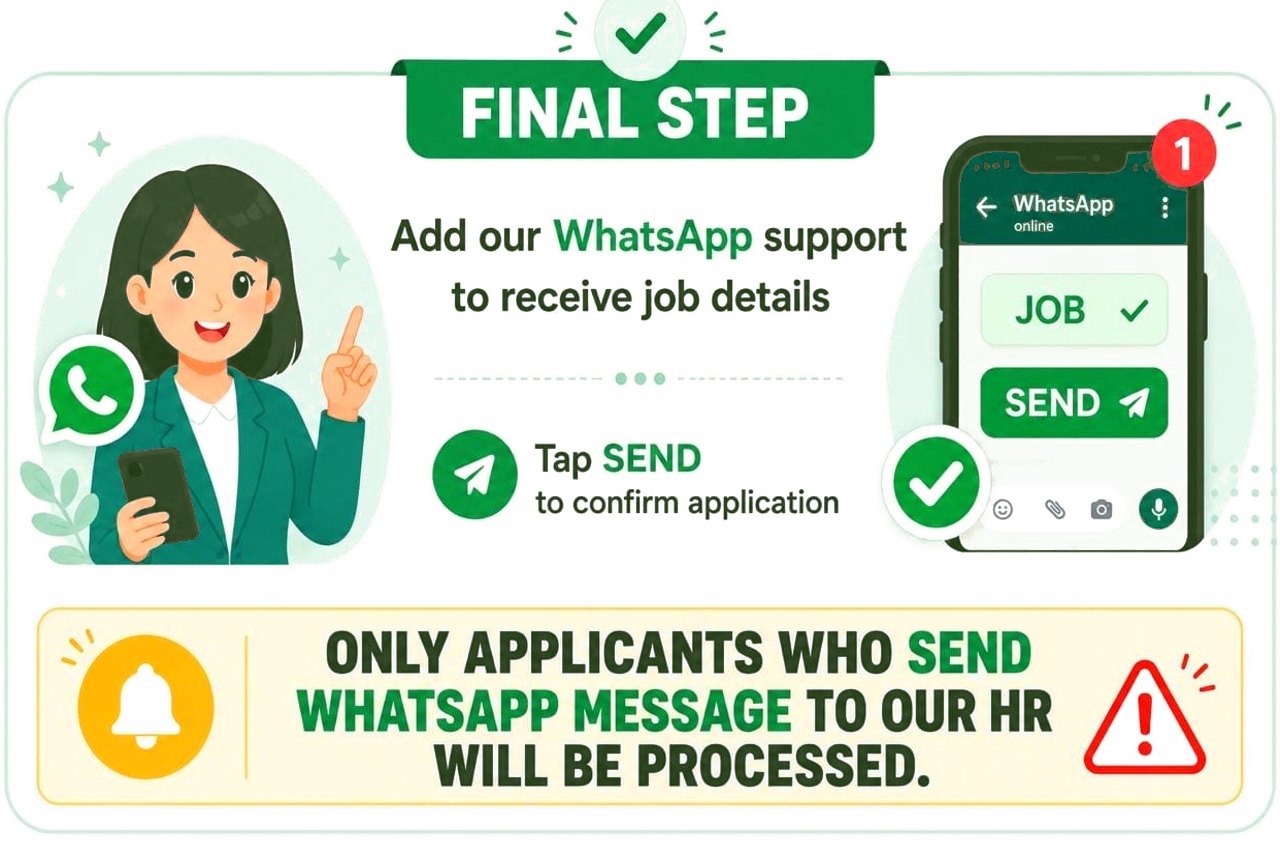 Three steps: fill up the form, send a WhatsApp message, receive the details